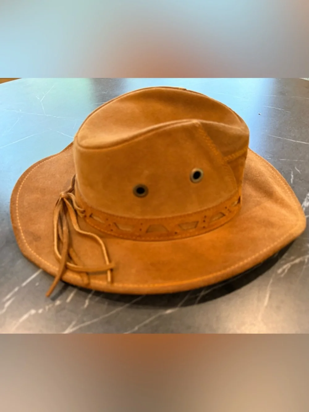 Brown Genuine Leather Outback Cowboy Hat Made in Brazil Unisex